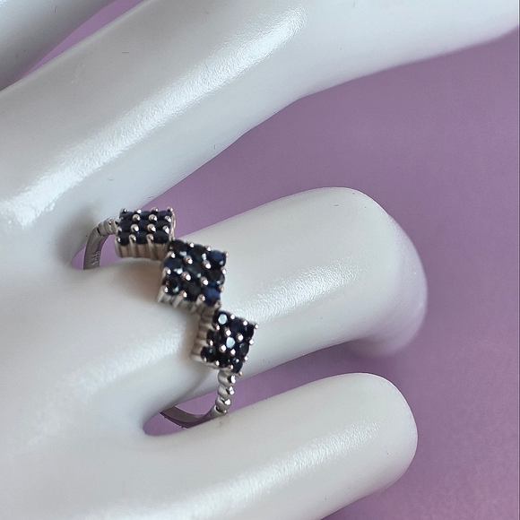 925 Sterling Silver Stackable Ring with Natural Blue Sapphire Gemstone - Picture 10 of 13